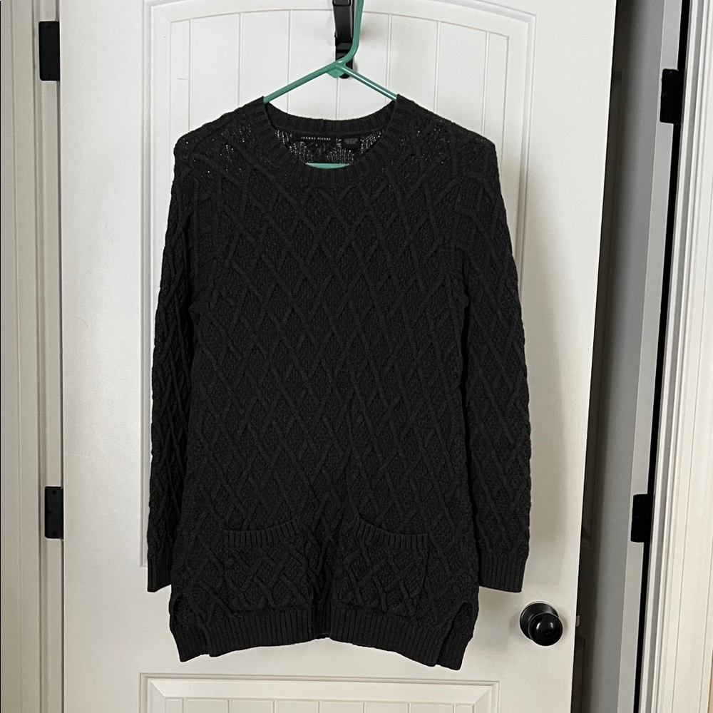 Jeanne Pierre Charcoal Cable Knit Sweater